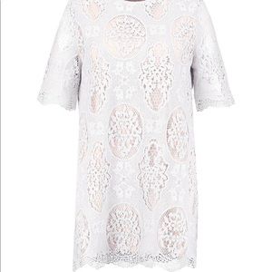 plus all over lace shift dress